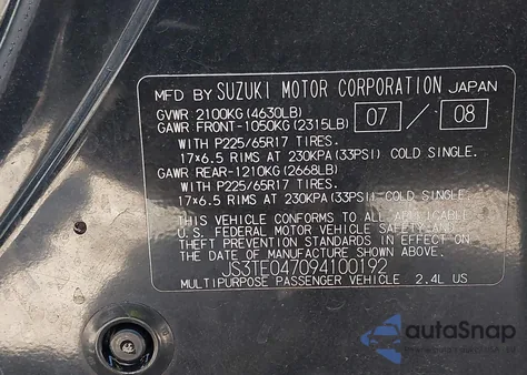 2009 Suzuki Grand Vitara Luxury z USA, uszkodzony, nr VIN JS3TE047094100192